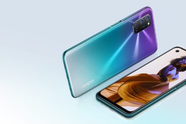 Oppo A72 laying on it's side as well as another Oppo A2 face up