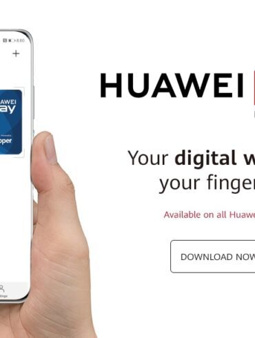 Image of a Huawei phone with the Huawei Wallet app one on it