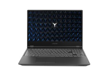 open Lenovo Legion Y540 with Legion logo displayed on the display
