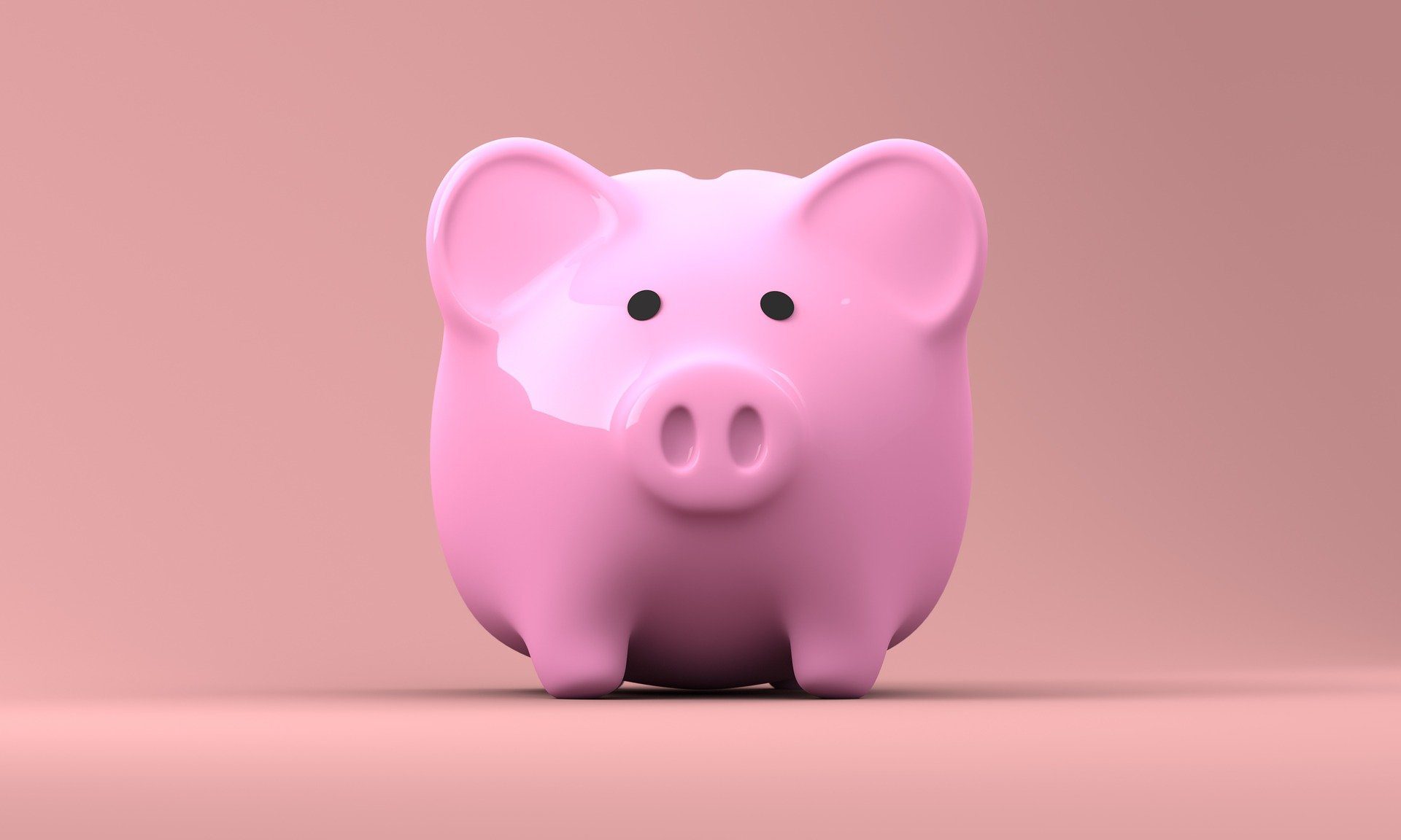 Pink piggy bank against a pink background