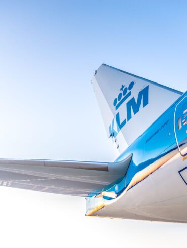 Image of the back portion of a KLM plane