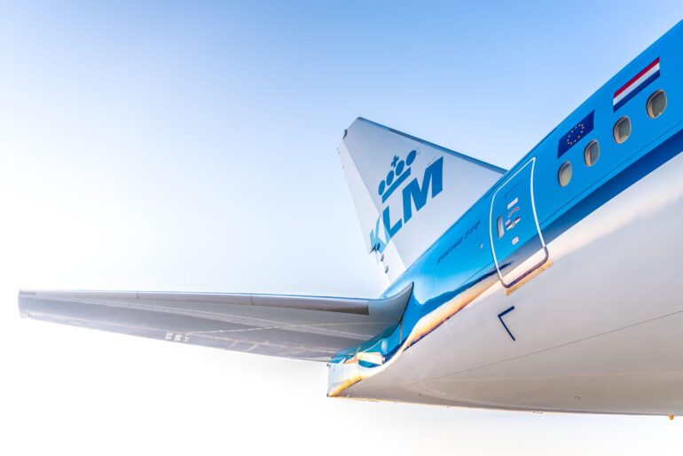 Image of the back portion of a KLM plane