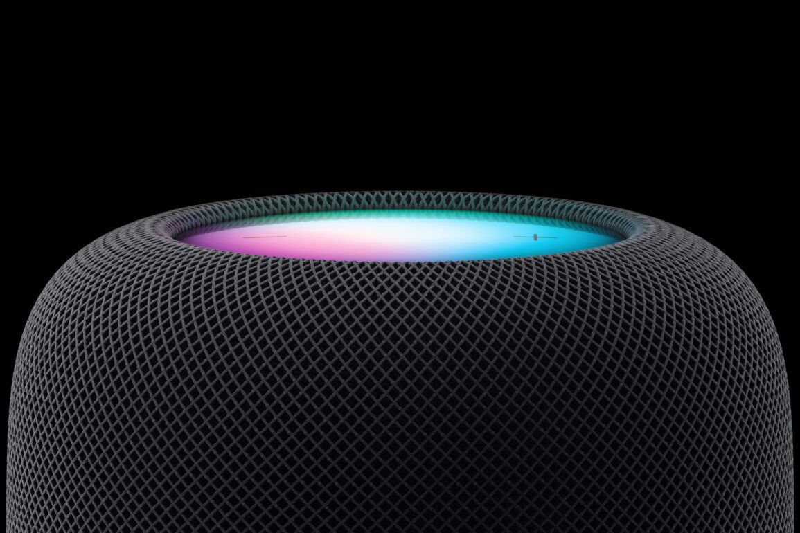 A closeup shot of the new Apple HomePod