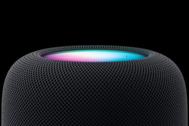 A closeup shot of the new Apple HomePod