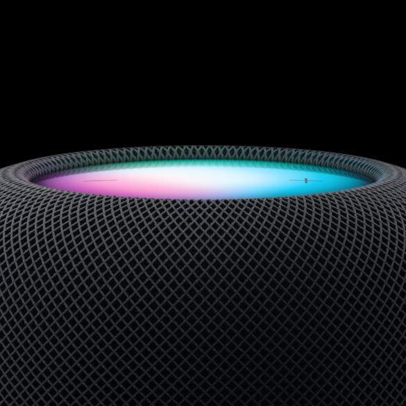 A closeup shot of the new Apple HomePod