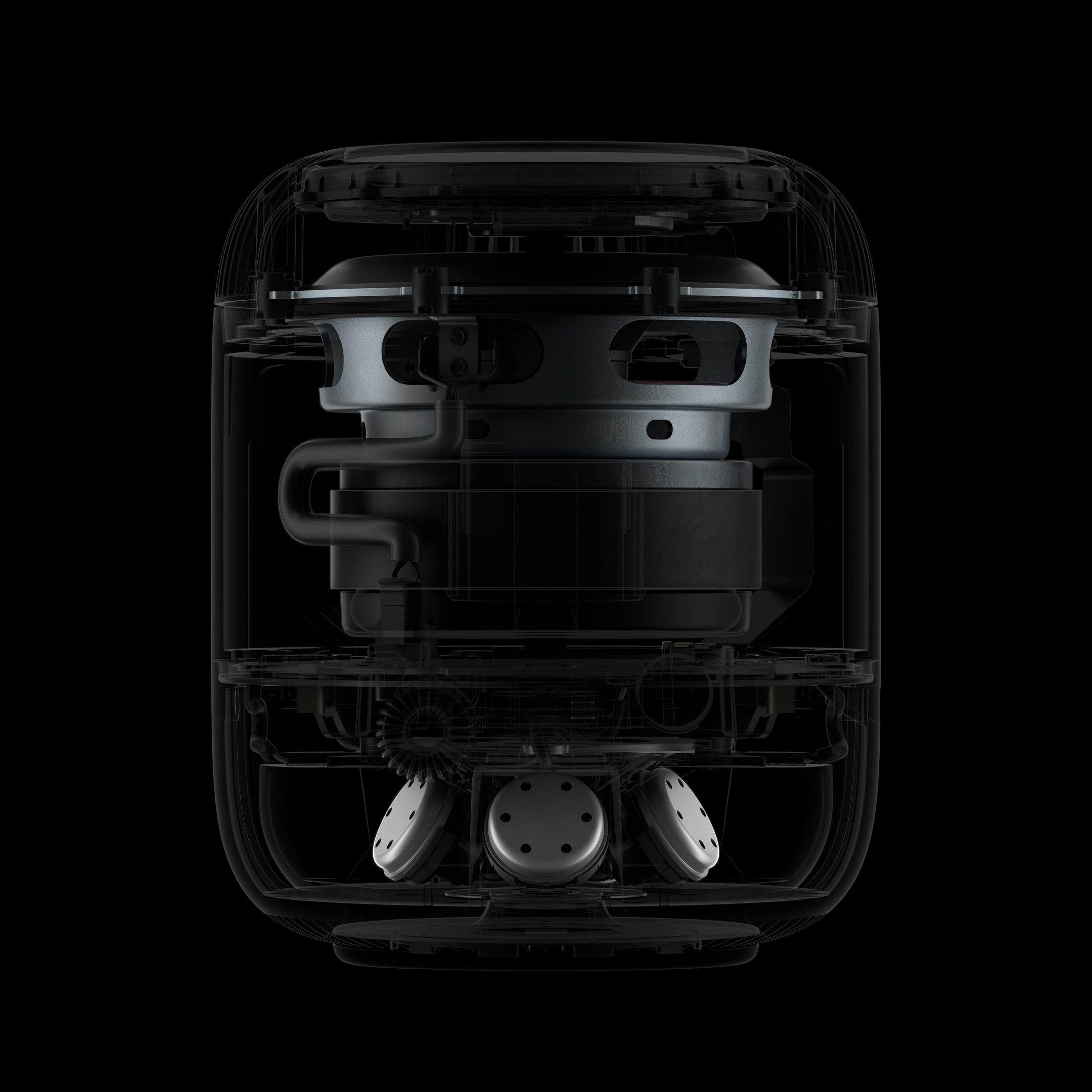 An image showing the internals of the new Apple HomePod