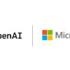 OpenAI and Microsoft logos next to each other against a plain white background