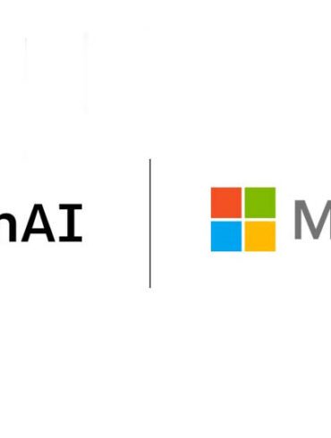 OpenAI and Microsoft logos next to each other against a plain white background