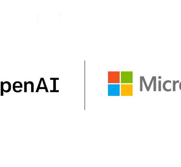 OpenAI and Microsoft logos next to each other against a plain white background