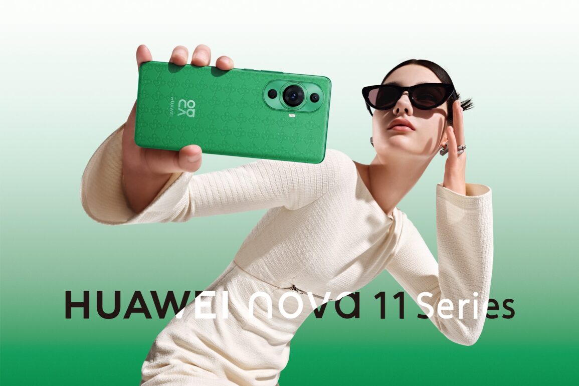 Stylised image of well dressed woman with sunglasses on holding a HUAWEI nova 11 Pro