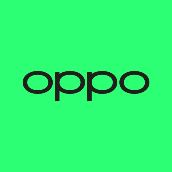 OPPO text logo against a green background